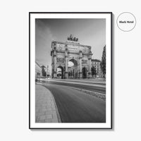 Munich Black and White Fine Art Photo Print, Siegestor, Bavaria, Germany Wall Poster