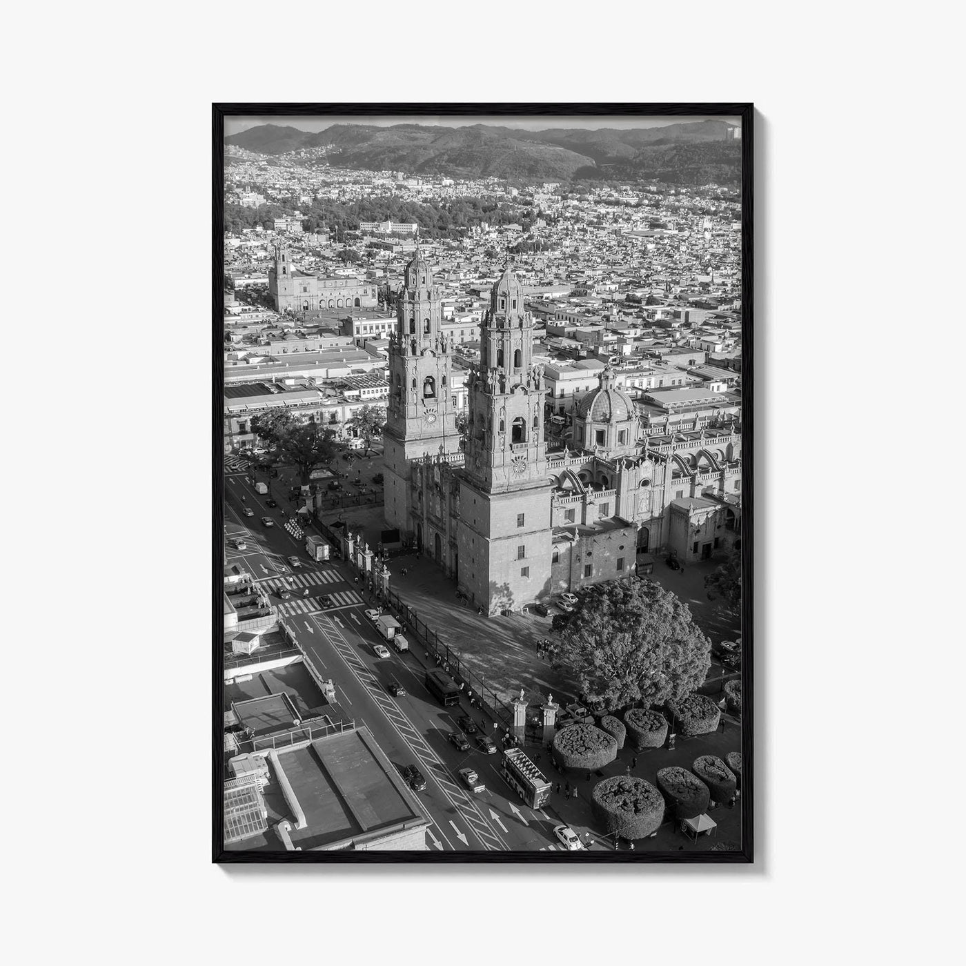 Morelia Black and White Fine Art Photo Print, Cathedral Michoacán Mexico Poster