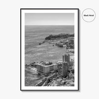 Monaco Skyline Black and White Fine Art Photo Print, Monte Carlo, Europe Poster