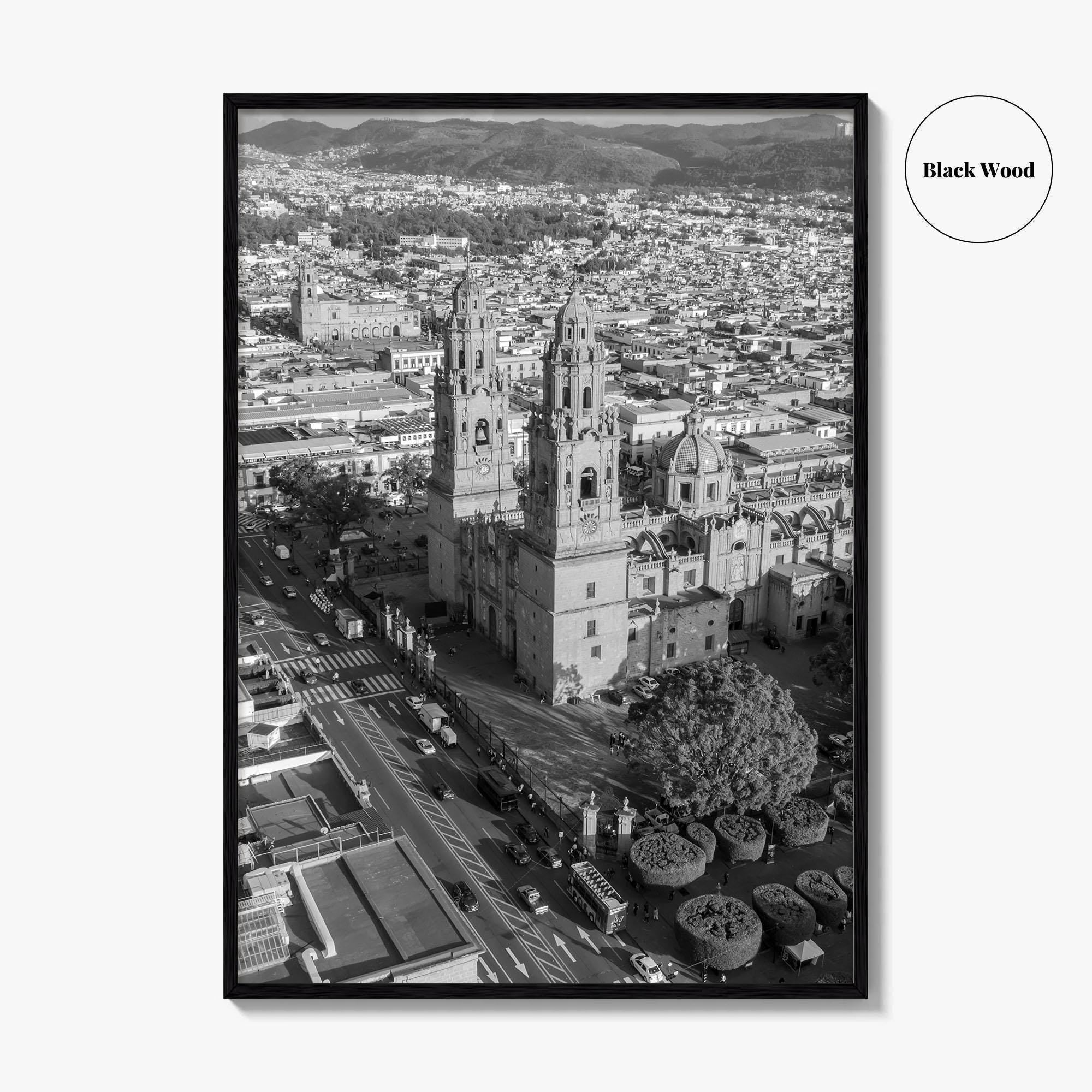 Morelia Black and White Fine Art Photo Print, Cathedral Michoacán Mexico Poster