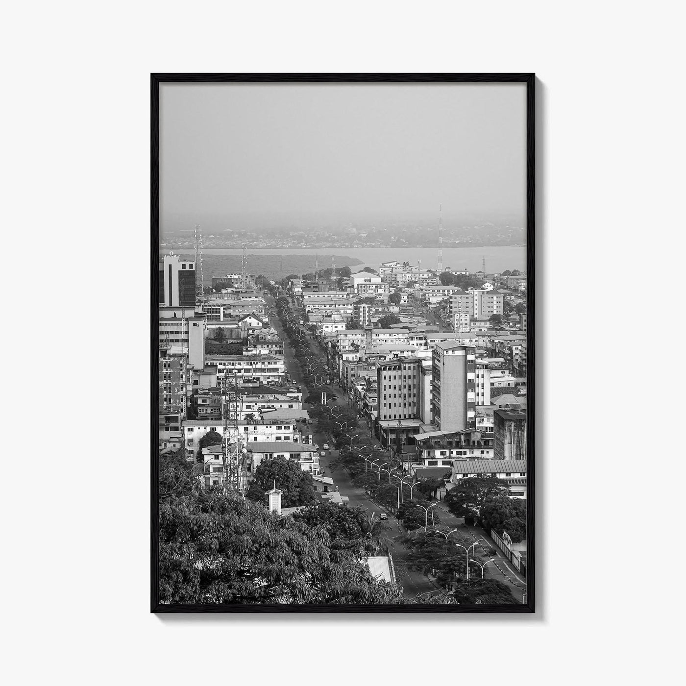 Monrovia Black and White Fine Art Photo Print, Liberia Cityscape Wall Decor Poster