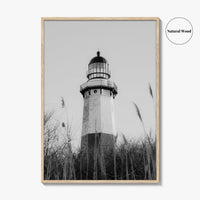 Montauk Black and White Fine Art Photo Print, Lighthouse, Hamptons, Long Island Poster