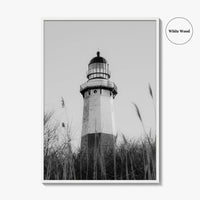 Montauk Black and White Fine Art Photo Print, Lighthouse, Hamptons, Long Island Poster