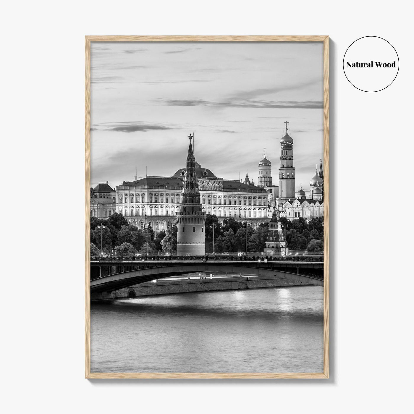 Moscow Black and White Fine Art Photo Print, Kremlin, Moskva River, Russia Wall Poster