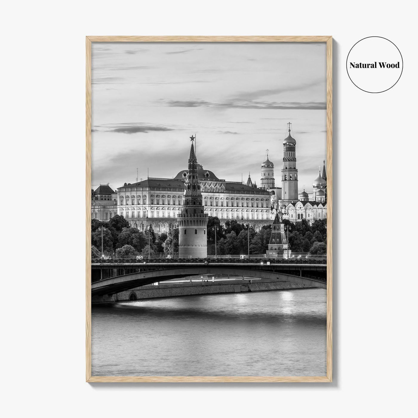 Moscow Black and White Fine Art Photo Print, Kremlin, Moskva River, Russia Wall Poster