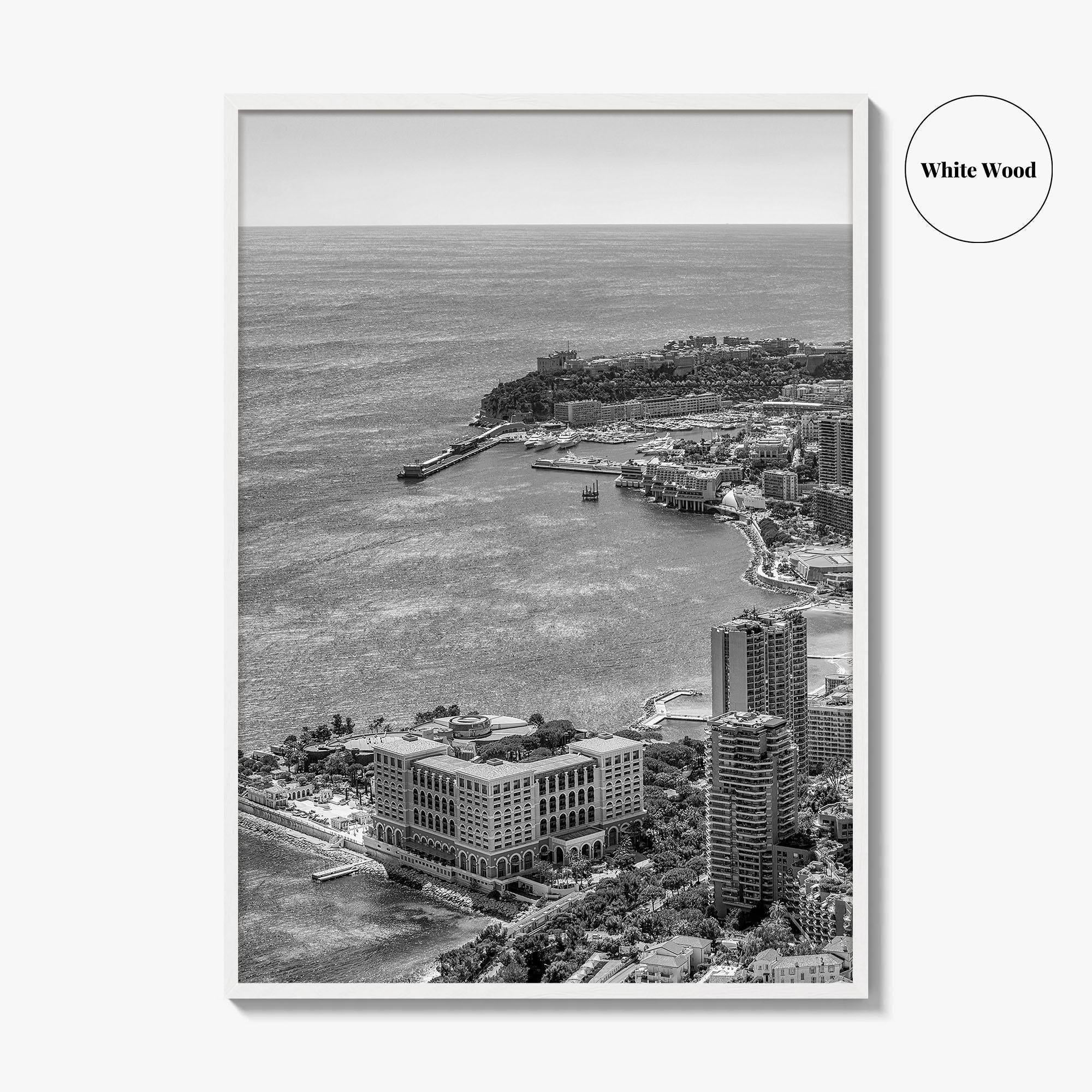 Monaco Skyline Black and White Fine Art Photo Print, Monte Carlo, Europe Poster