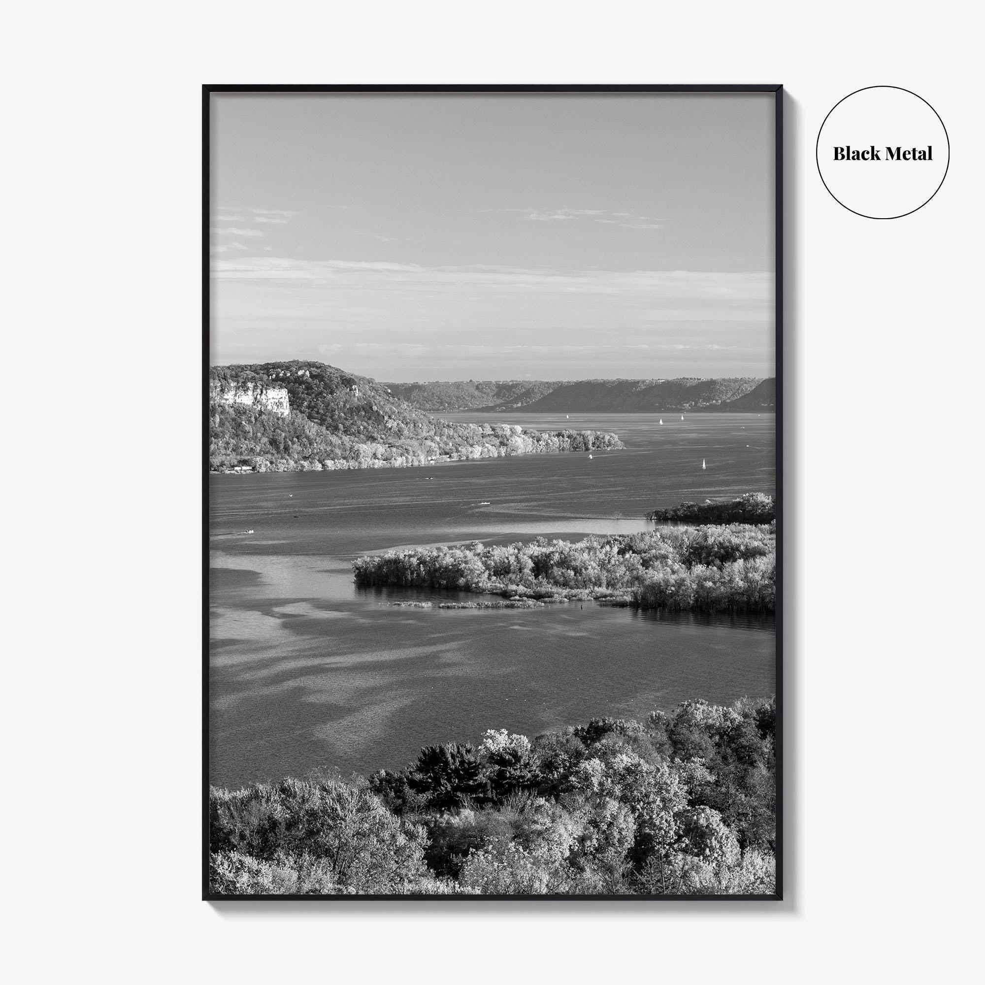 Mississippi River Black and White Fine Art Photo Print, Autumn Landscape USA Poster
