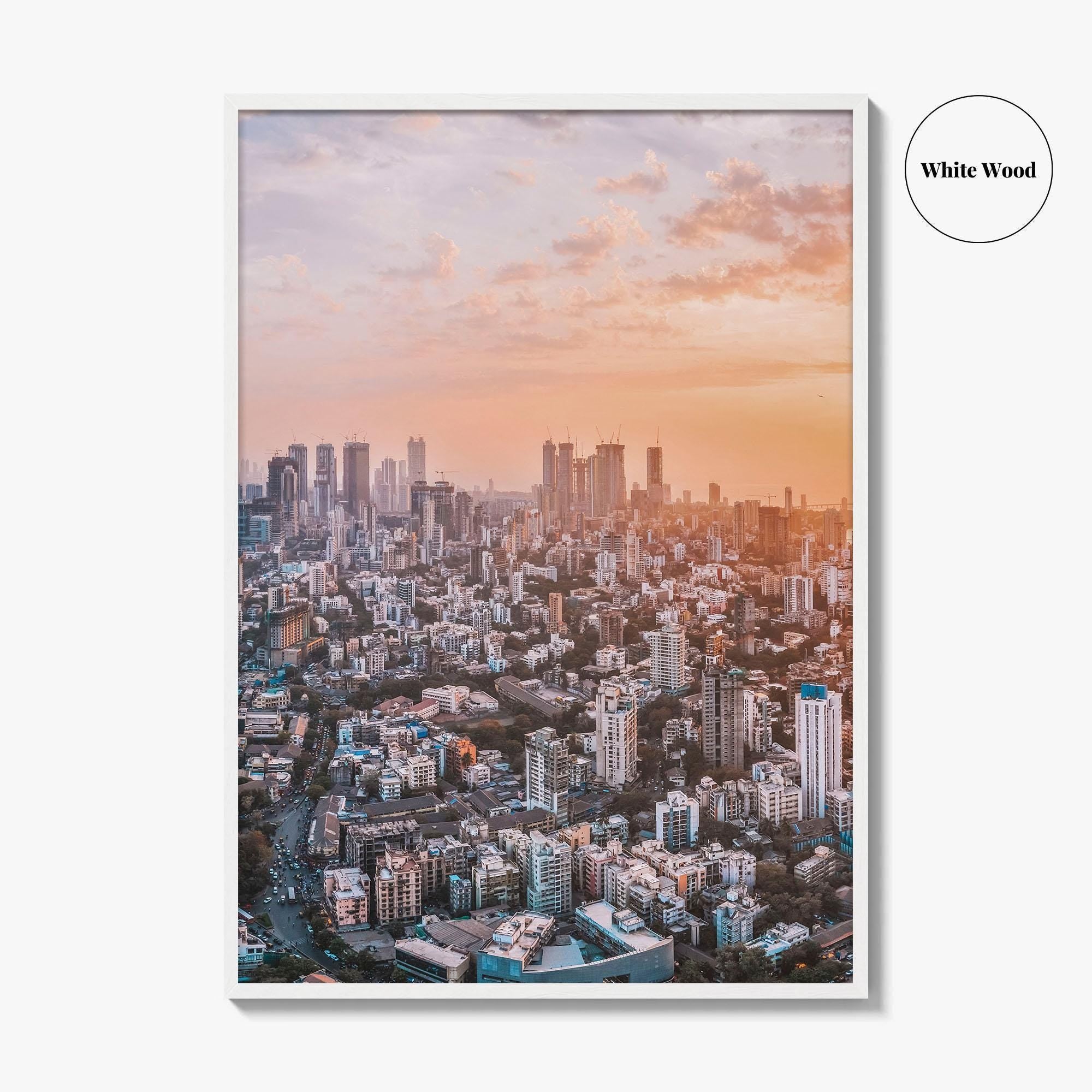 Mumbai Skyline Fine Art Photo Print, Bandra Worli Sea Link, Mahim Bay, India Poster