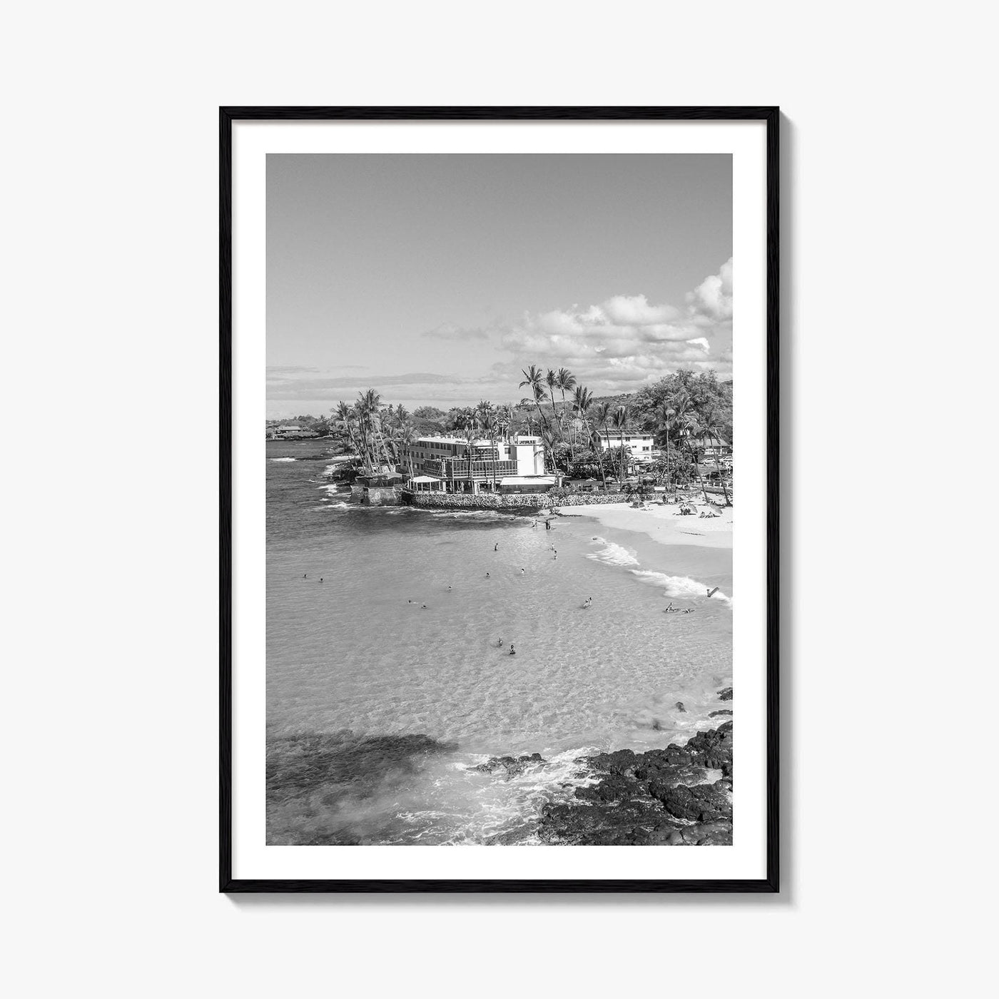 Kailua Kona Black and White Fine Art Photo Print, Magic Sands Beach, Hawaii Poster