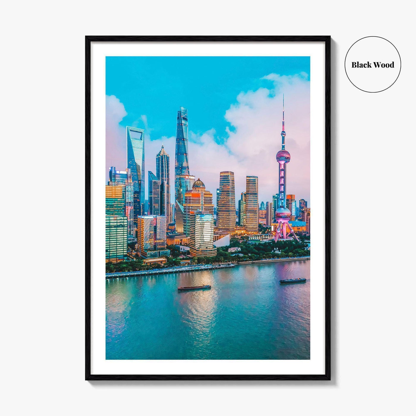 Shanghai Skyline Fine Art Photo Print, Pudong, Aerial Night, China Wall Decor Poster