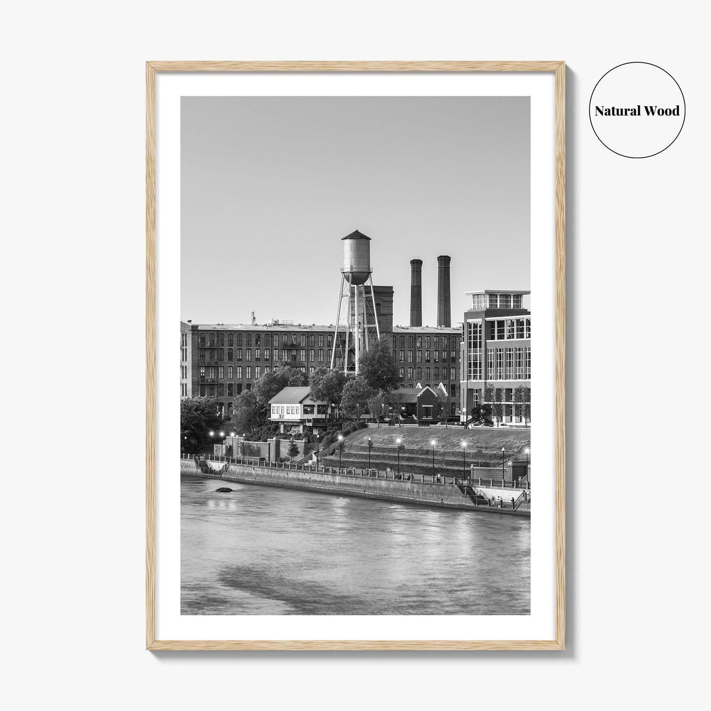 Columbus Georgia Skyline Black and White Fine Art Photo Print, Downtown Chattahoochee River Poster