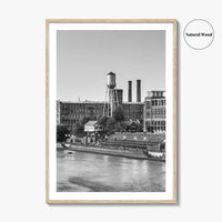 Columbus Georgia Skyline Black and White Fine Art Photo Print, Downtown Chattahoochee River Poster