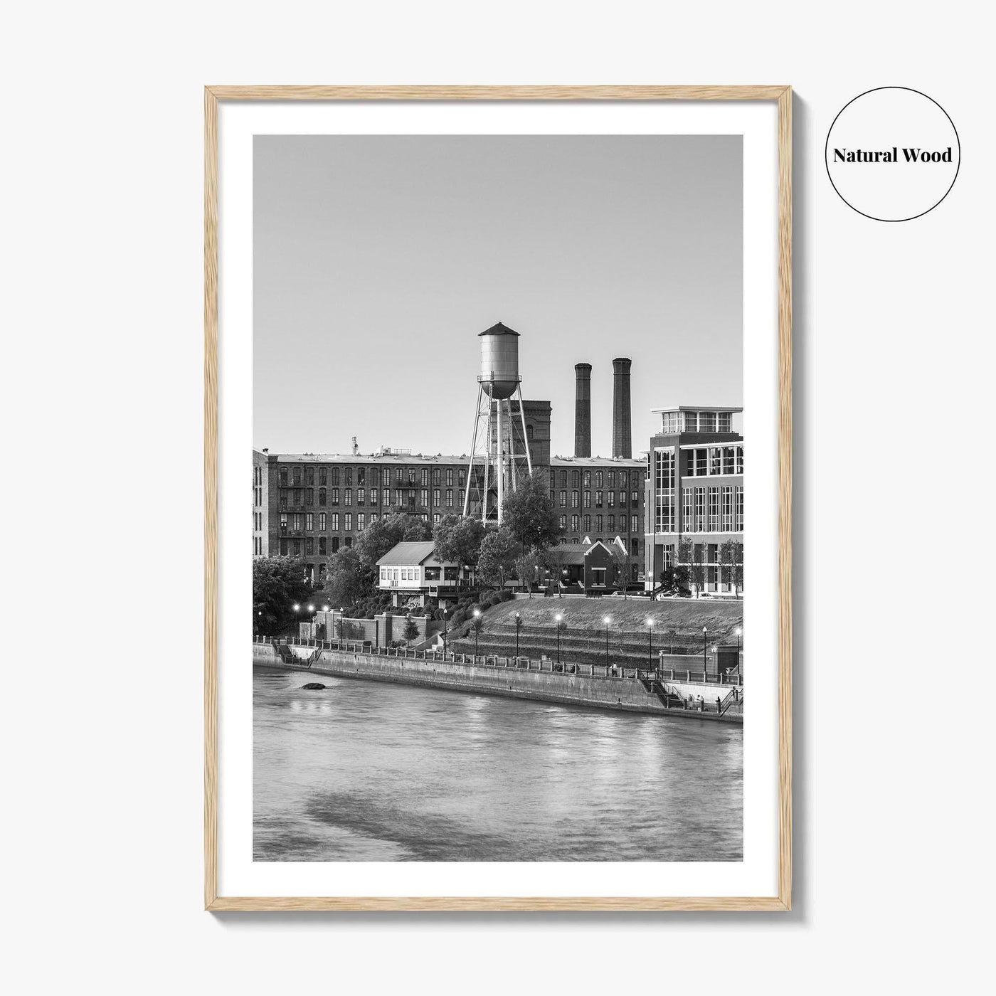 Columbus Georgia Skyline Black and White Fine Art Photo Print, Downtown Chattahoochee River Poster