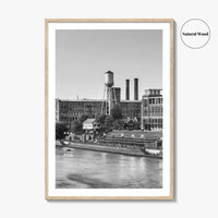 Columbus Georgia Skyline Black and White Fine Art Photo Print, Downtown Chattahoochee River Poster