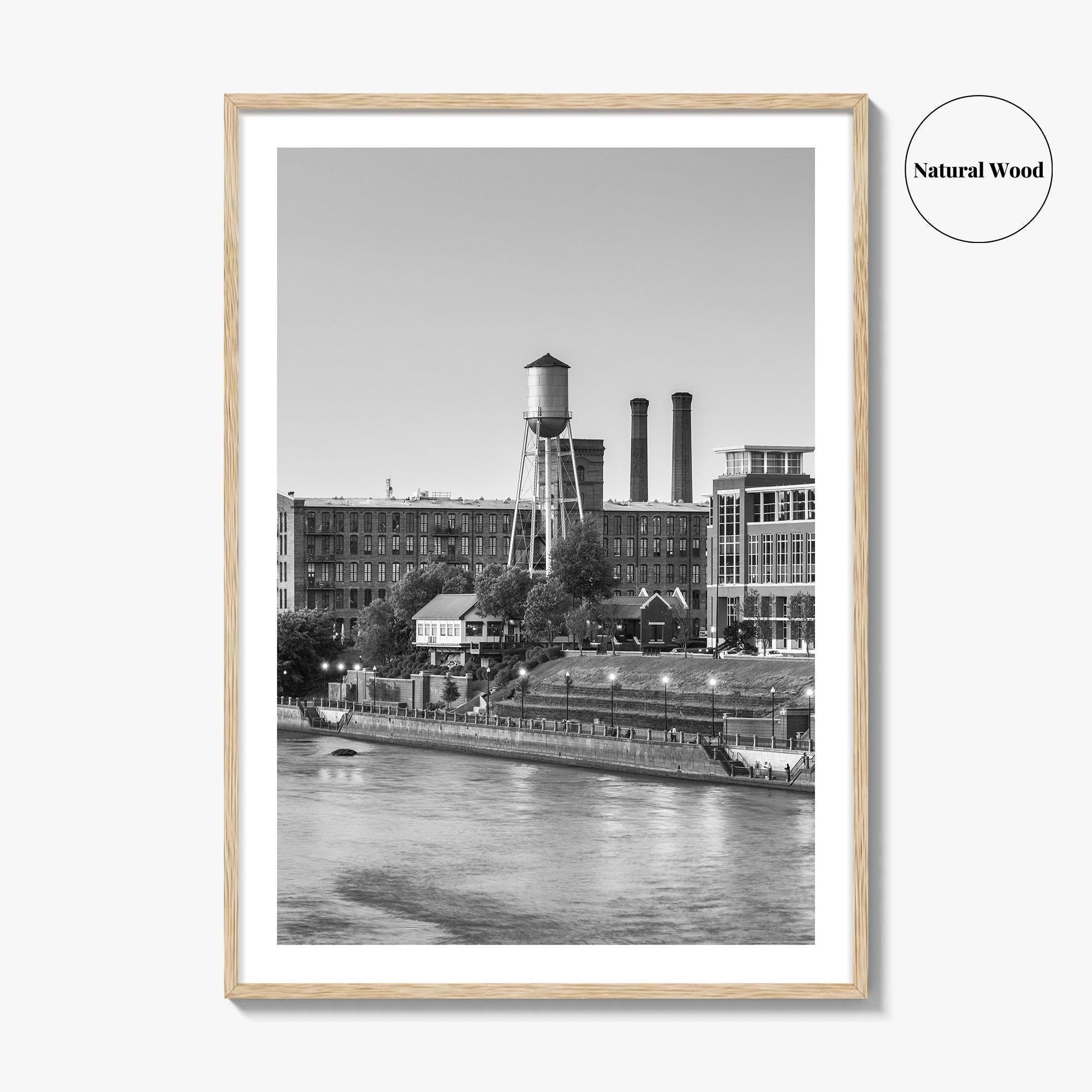 Columbus Georgia Skyline Black and White Fine Art Photo Print, Downtown Chattahoochee River Poster