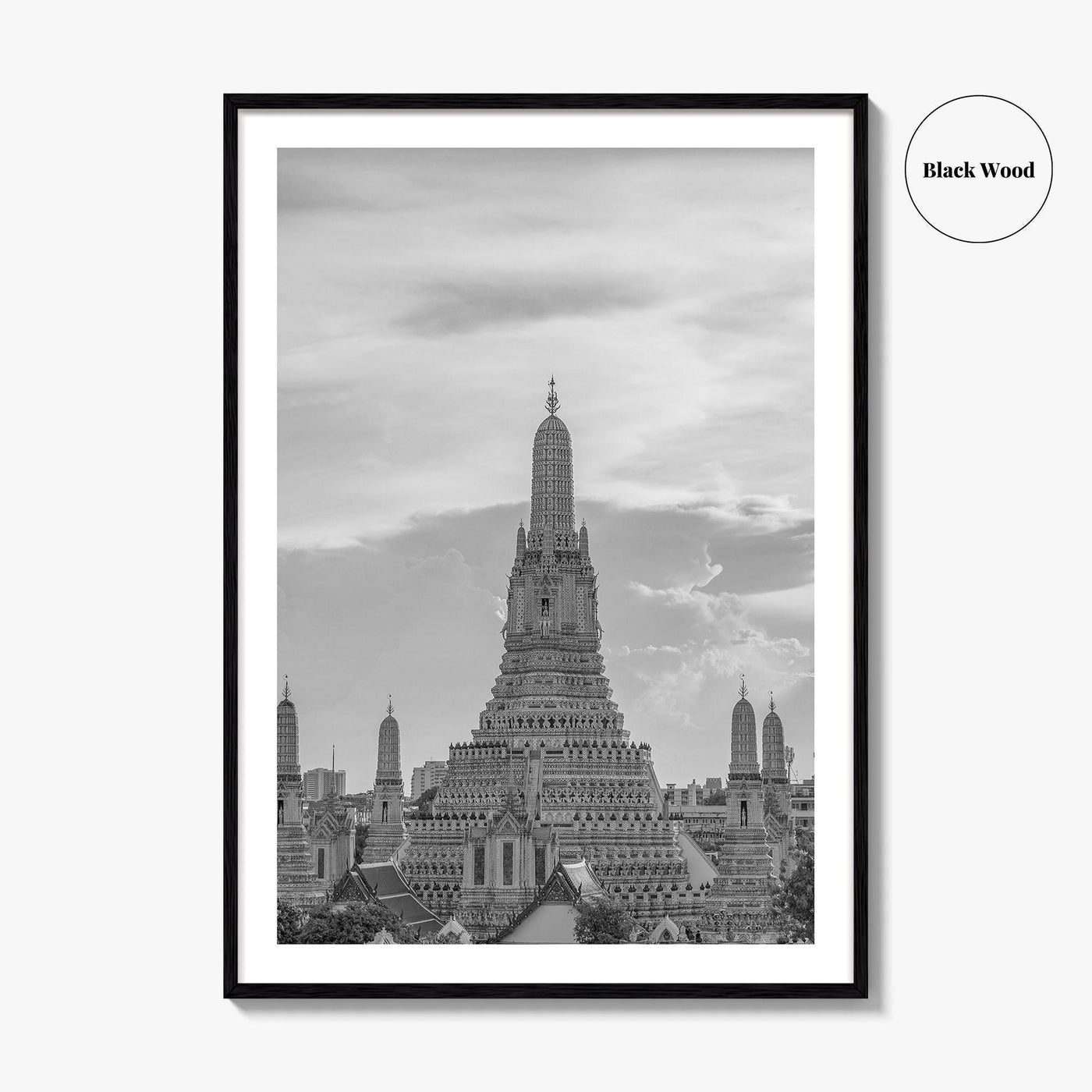 Bangkok Black and White Fine Art Photo Print, Wat Arun Temple Poster, Thailand Poster