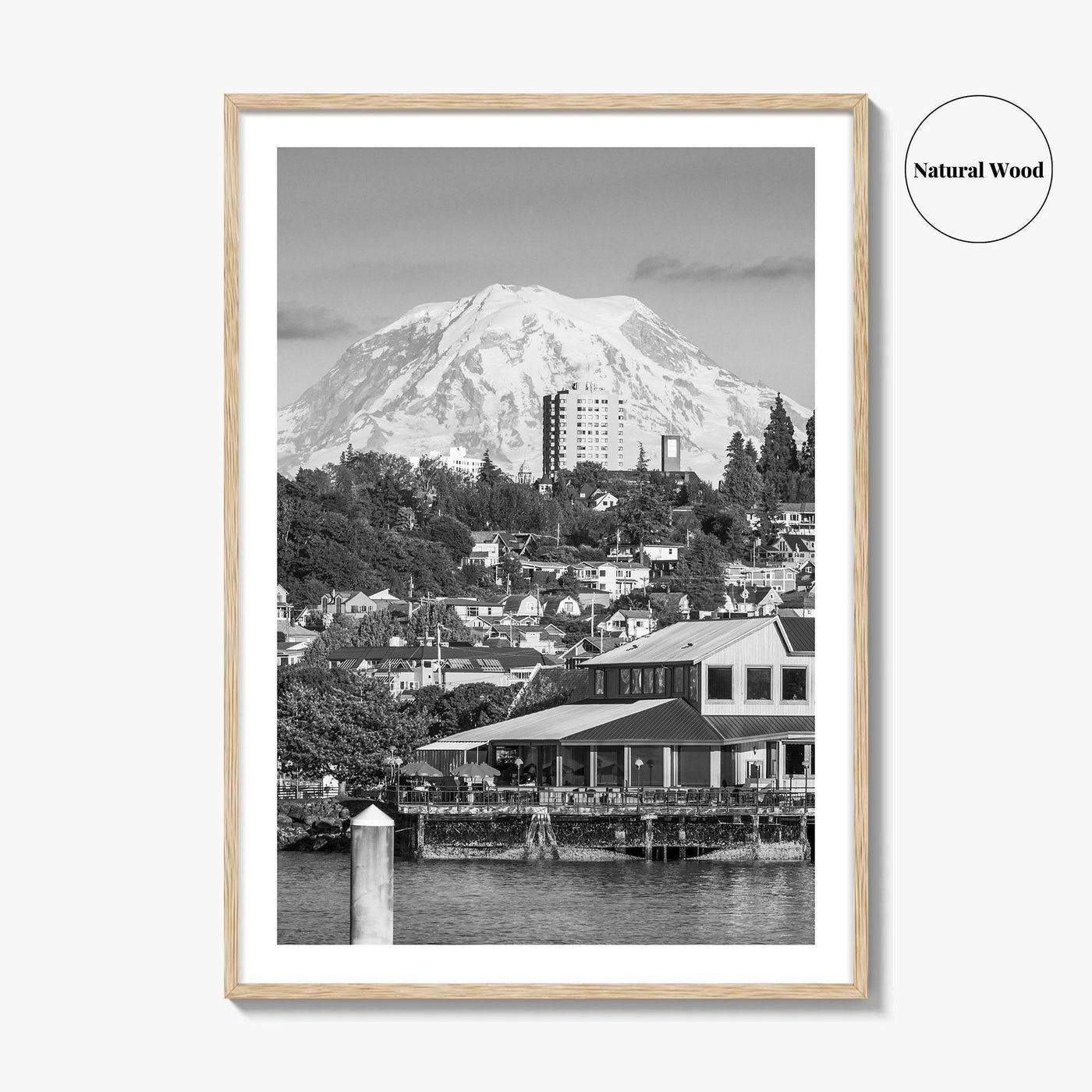 Tacoma Black and White Fine Art Photo Print, Mount Rainier, Washington State Poster