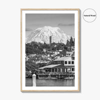 Tacoma Black and White Fine Art Photo Print, Mount Rainier, Washington State Poster
