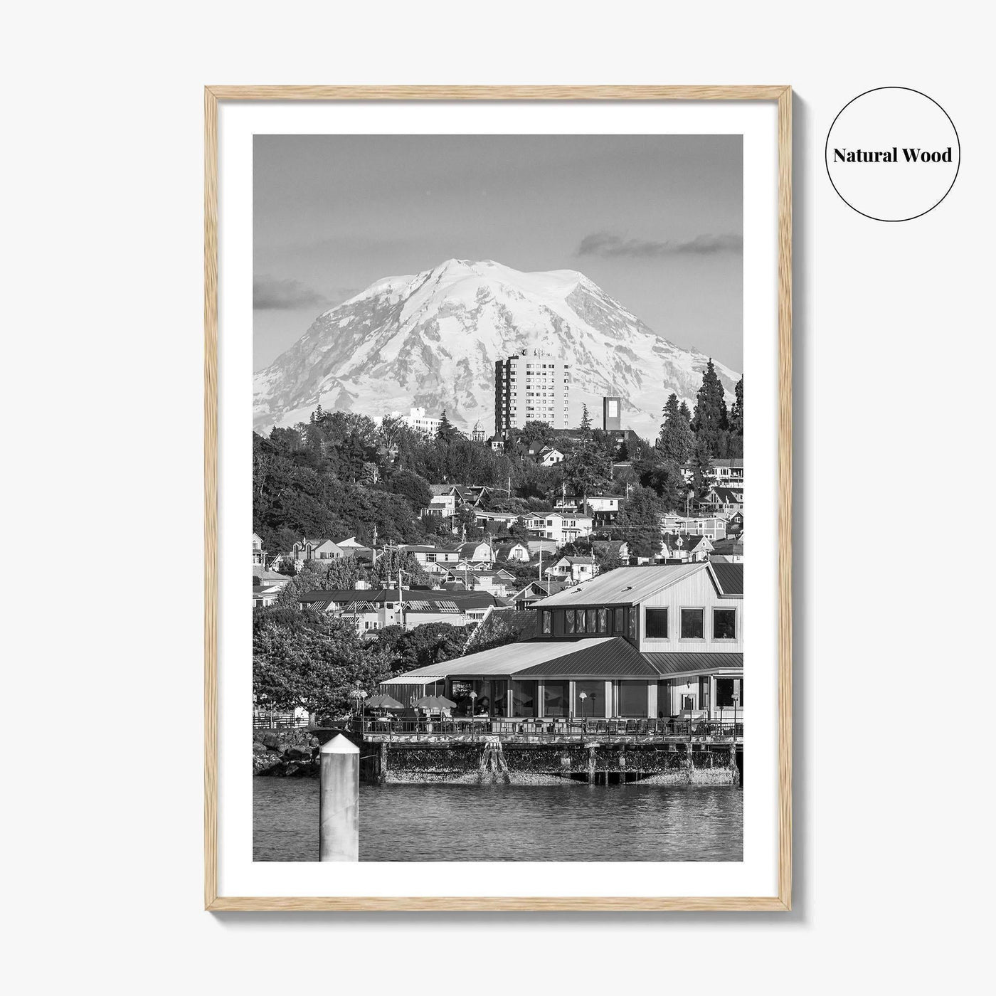 Tacoma Black and White Fine Art Photo Print, Mount Rainier, Washington State Poster