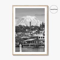 Tacoma Black and White Fine Art Photo Print, Mount Rainier, Washington State Poster
