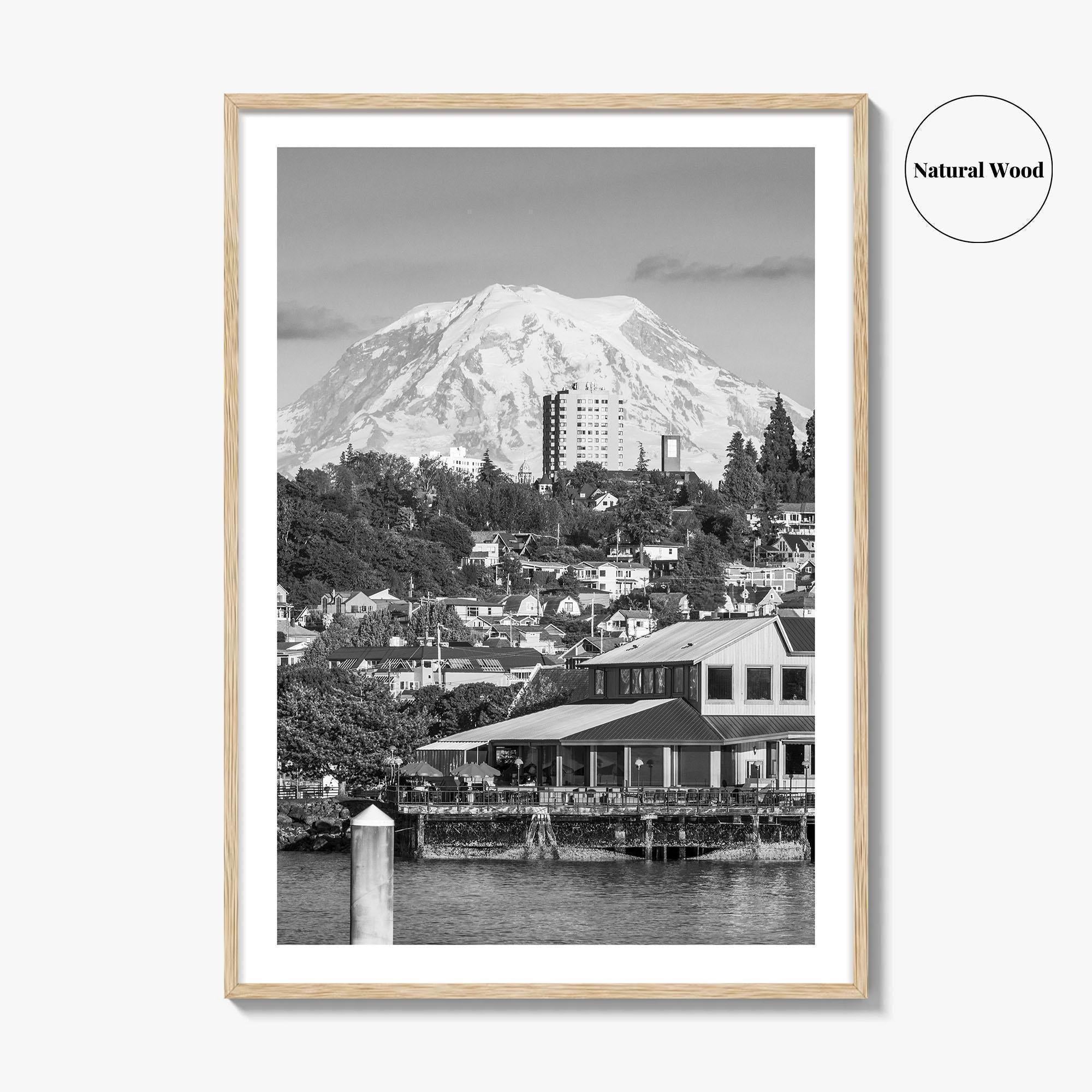 Tacoma Black and White Fine Art Photo Print, Mount Rainier, Washington State Poster