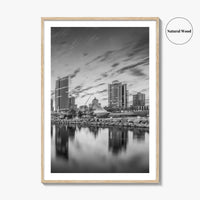 Milwaukee Skyline Black and White Fine Art Photo Print, Wisconsin, USA, Lake Michigan, Poster