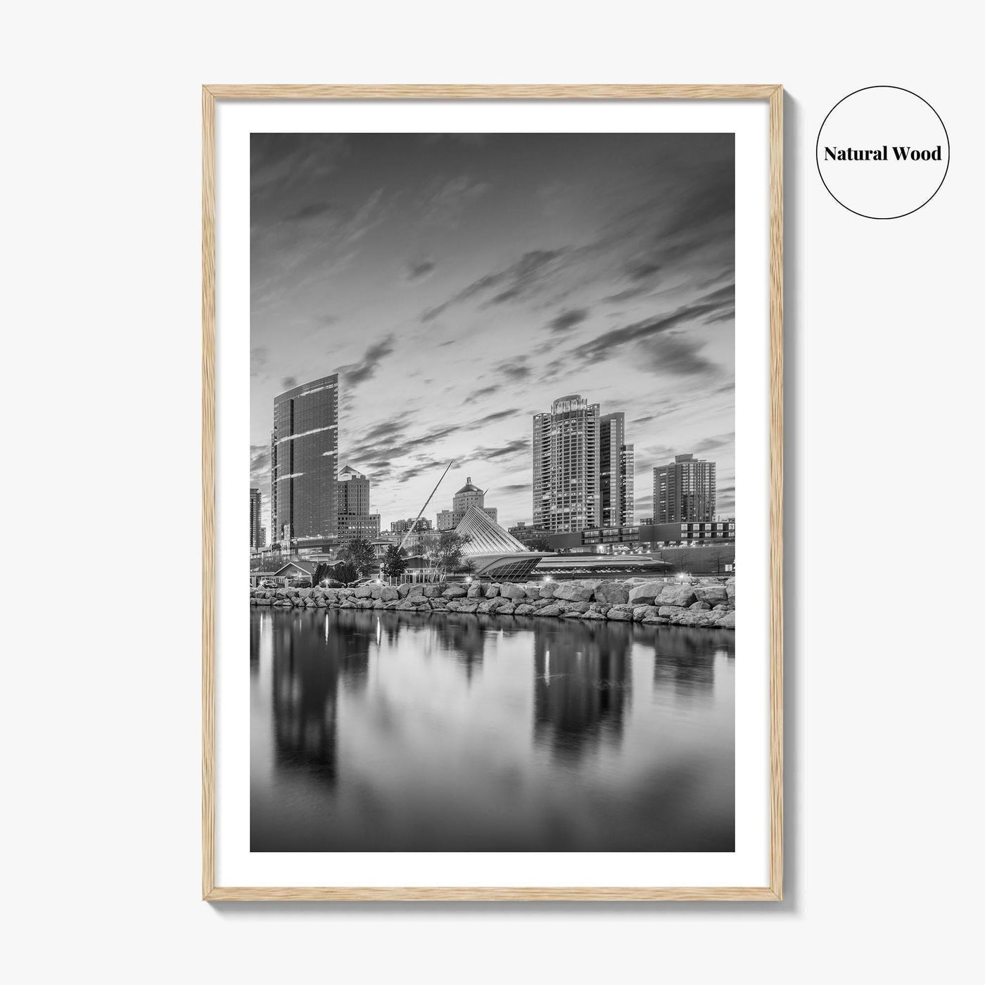 Milwaukee Skyline Black and White Fine Art Photo Print, Wisconsin, USA, Lake Michigan, Poster