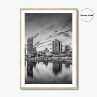 Milwaukee Skyline Black and White Fine Art Photo Print, Wisconsin, USA, Lake Michigan, Poster