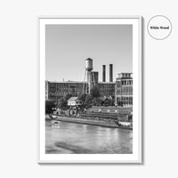 Columbus Georgia Skyline Black and White Fine Art Photo Print, Downtown Chattahoochee River Poster