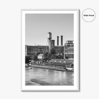 Columbus Georgia Skyline Black and White Fine Art Photo Print, Downtown Chattahoochee River Poster