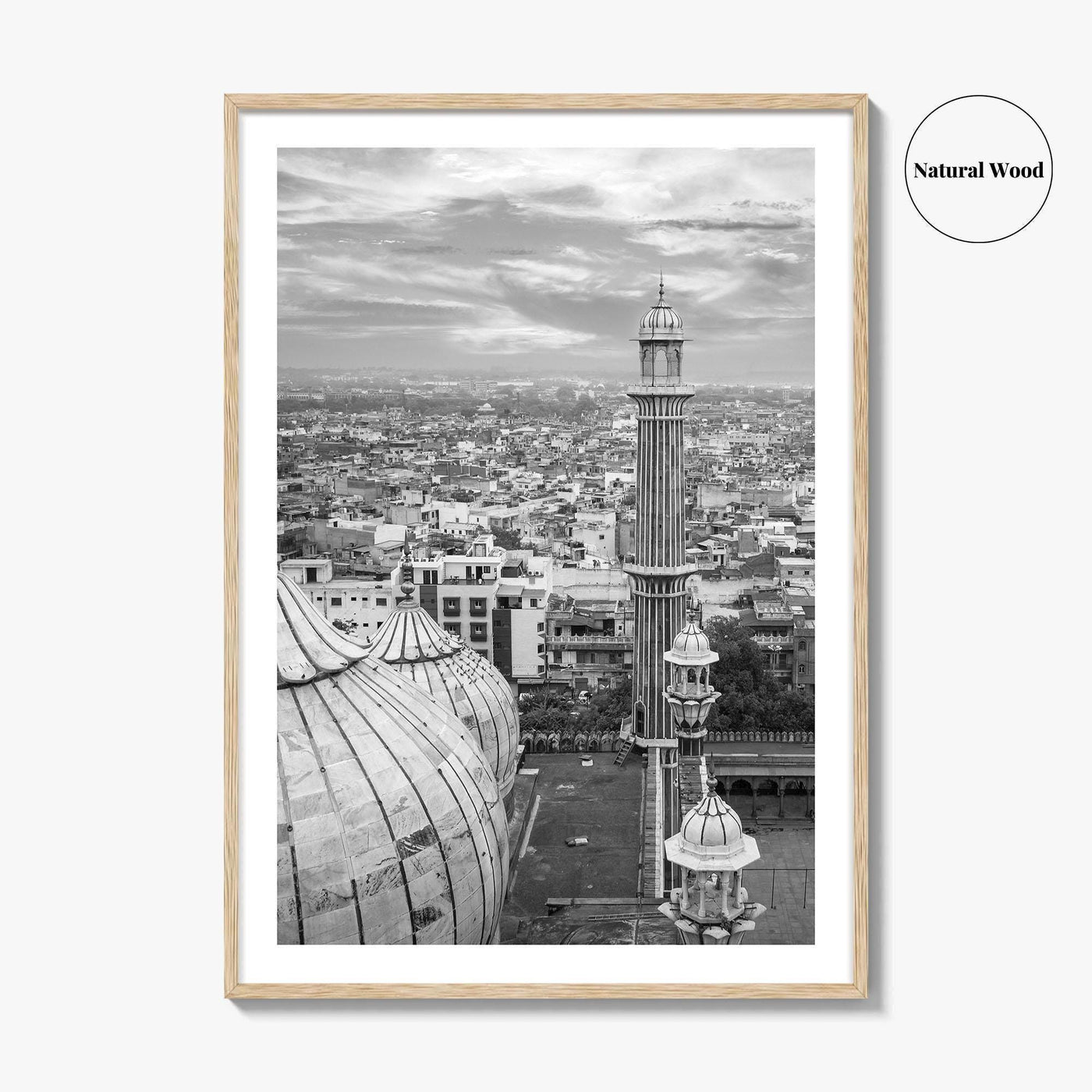 Delhi Black and White Fine Art Photo Print, Jama Masjid India Poster