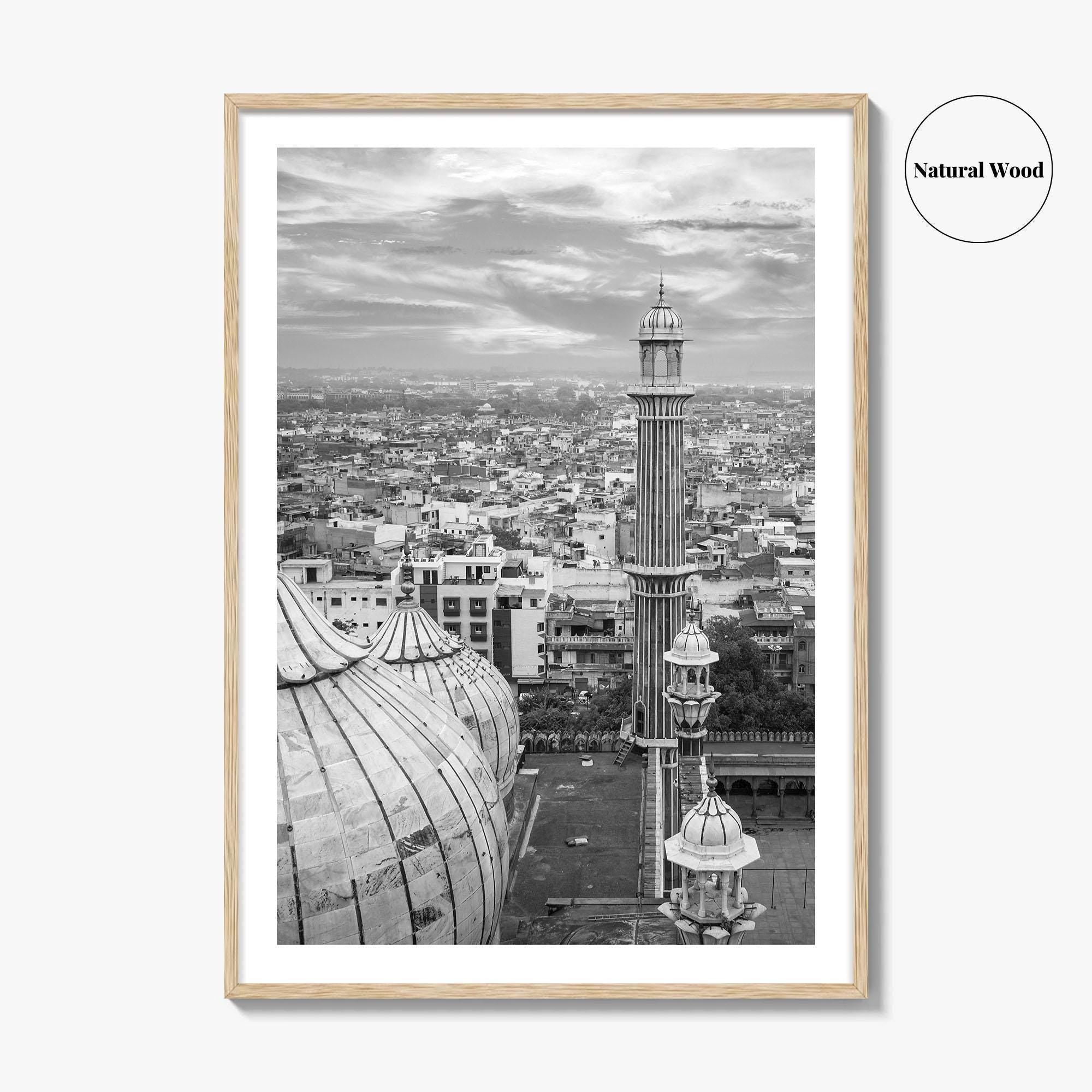 Delhi Black and White Fine Art Photo Print, Jama Masjid India Poster
