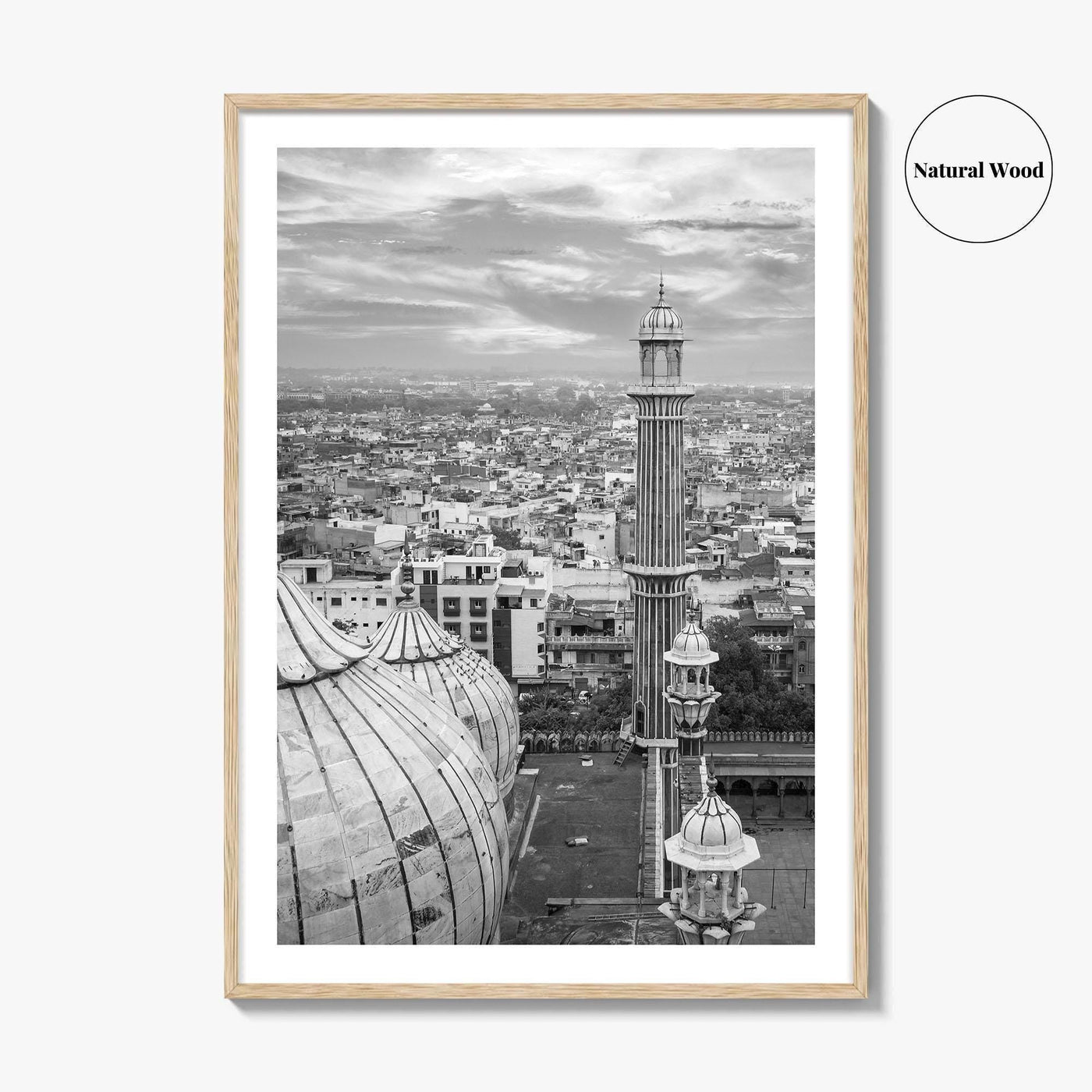 Delhi Black and White Fine Art Photo Print, Jama Masjid India Poster