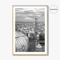 Delhi Black and White Fine Art Photo Print, Jama Masjid India Poster