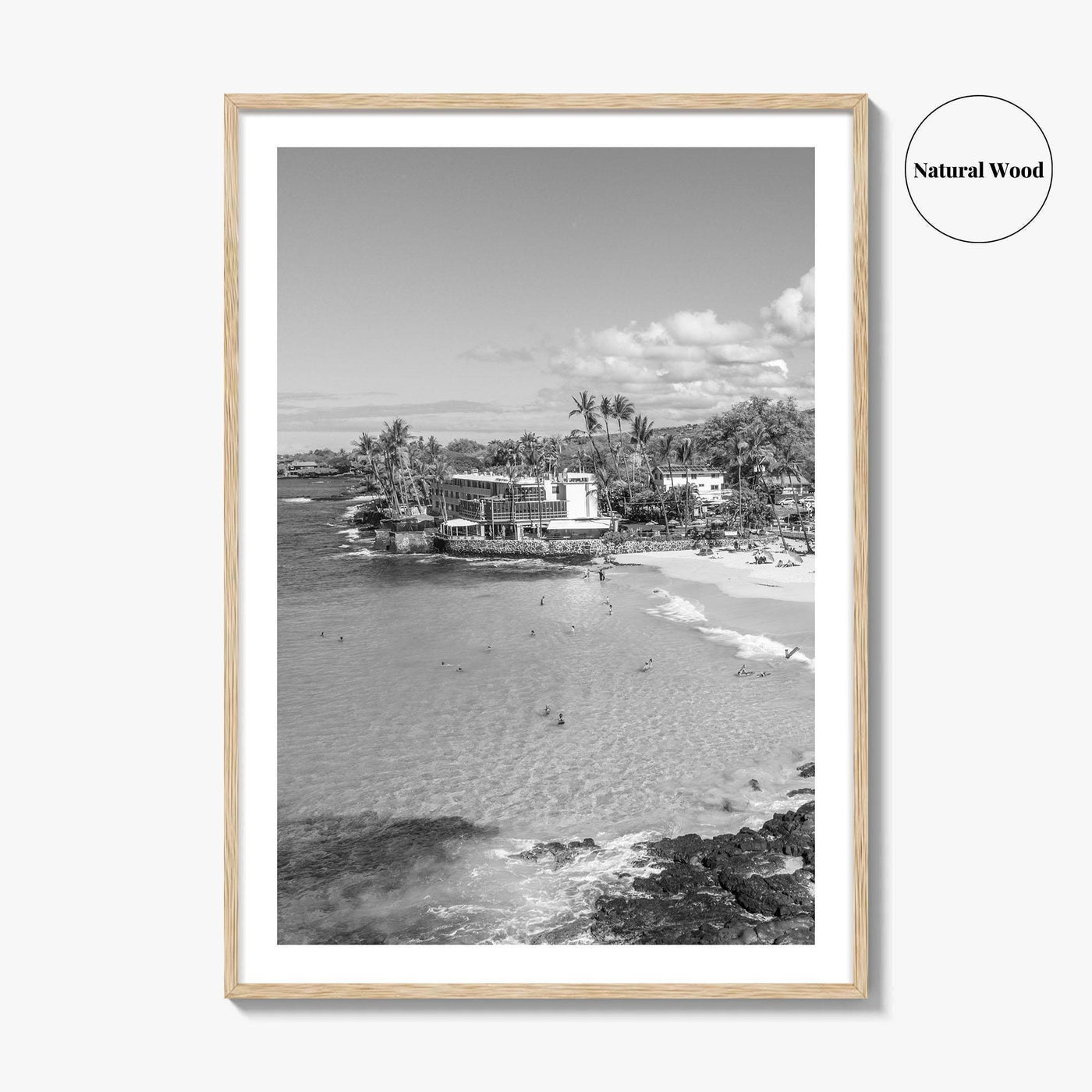 Kailua Kona Black and White Fine Art Photo Print, Magic Sands Beach, Hawaii Poster