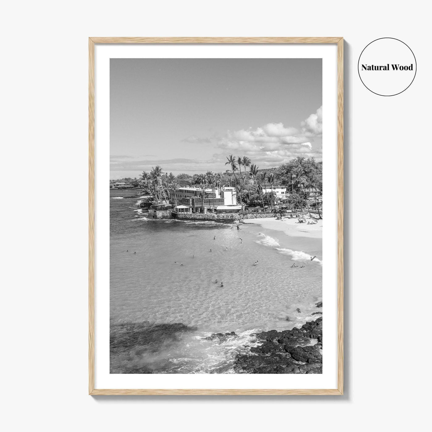Kailua Kona Black and White Fine Art Photo Print, Magic Sands Beach, Hawaii Poster