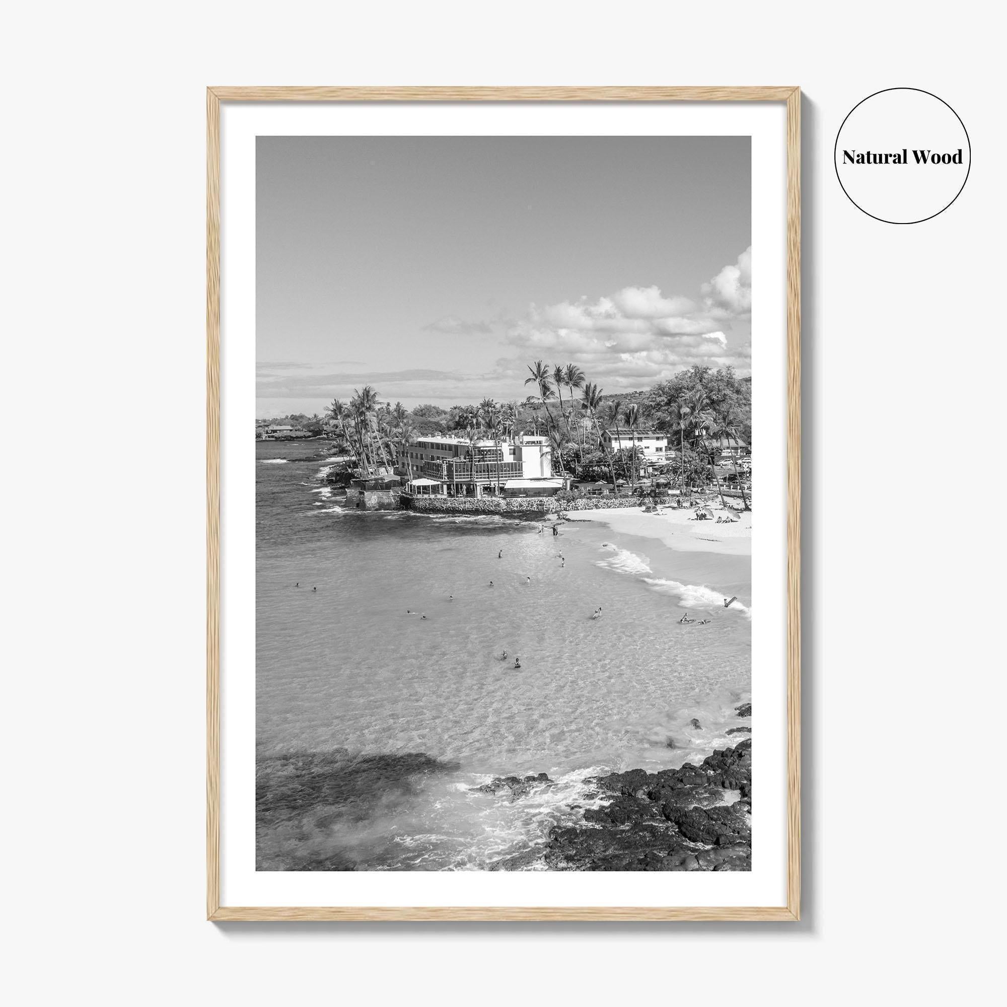 Kailua Kona Black and White Fine Art Photo Print, Magic Sands Beach, Hawaii Poster