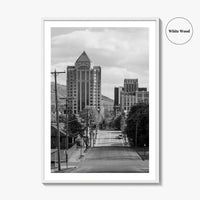 Roanoke Skyline Black and White Fine Art Photo Print, Jefferson Street, Virginia, Wall Decor
