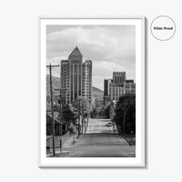 Roanoke Skyline Black and White Fine Art Photo Print, Jefferson Street, Virginia, Wall Decor
