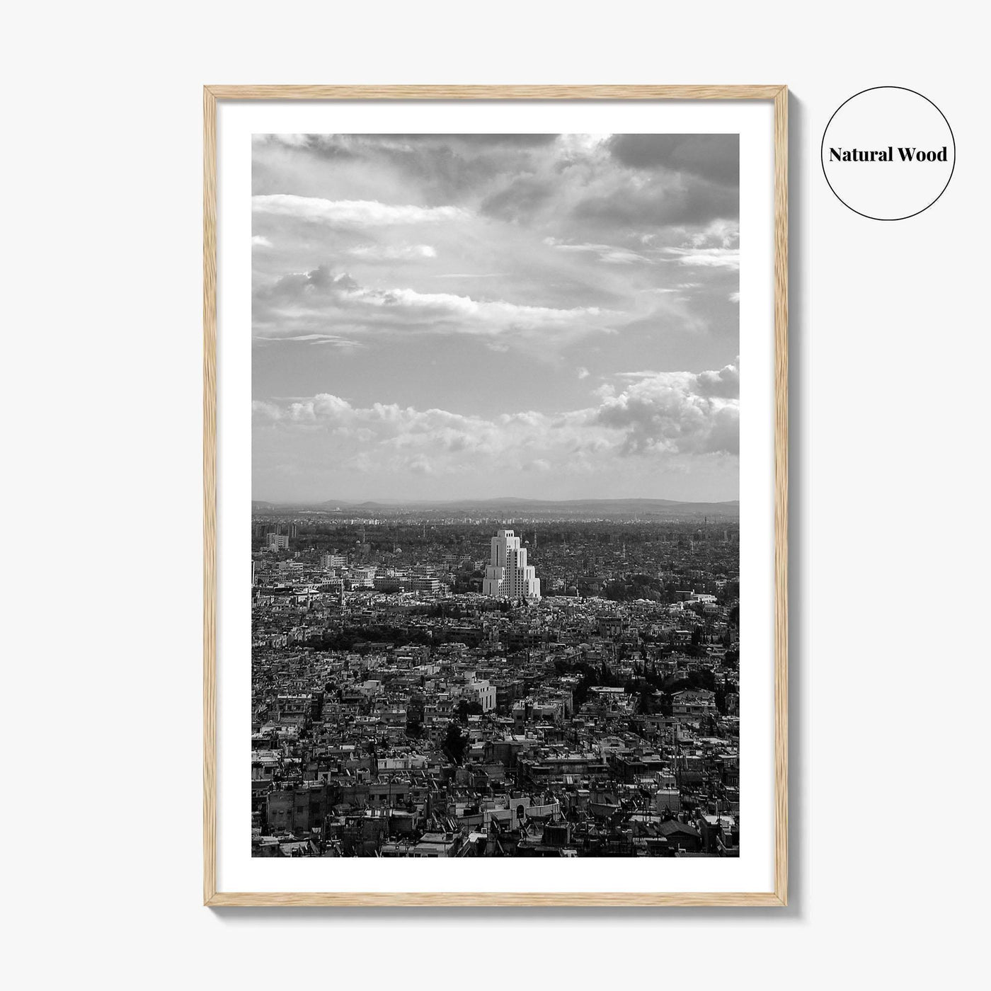 Damascus Skyline Black and White Fine Art Photo Print, Mount Qasioun View, Syria Poster