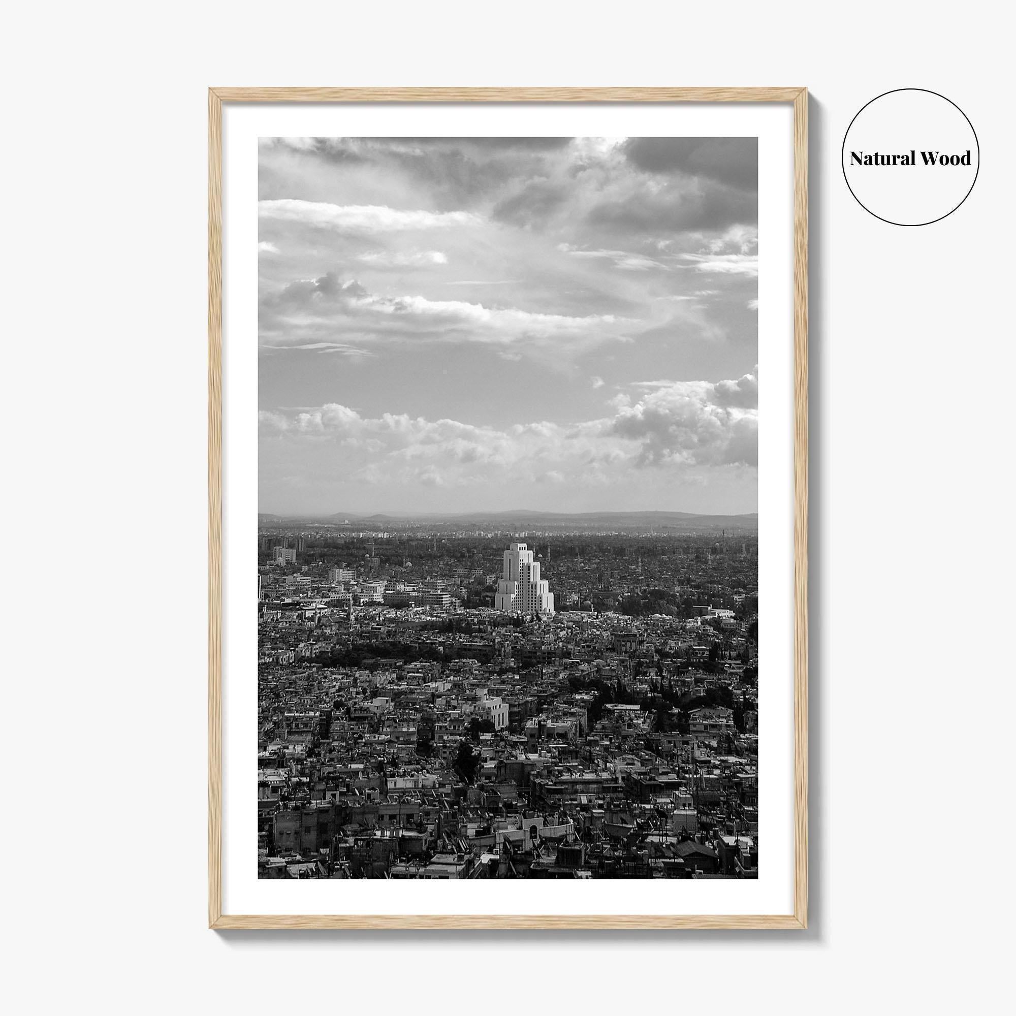 Damascus Skyline Black and White Fine Art Photo Print, Mount Qasioun View, Syria Poster