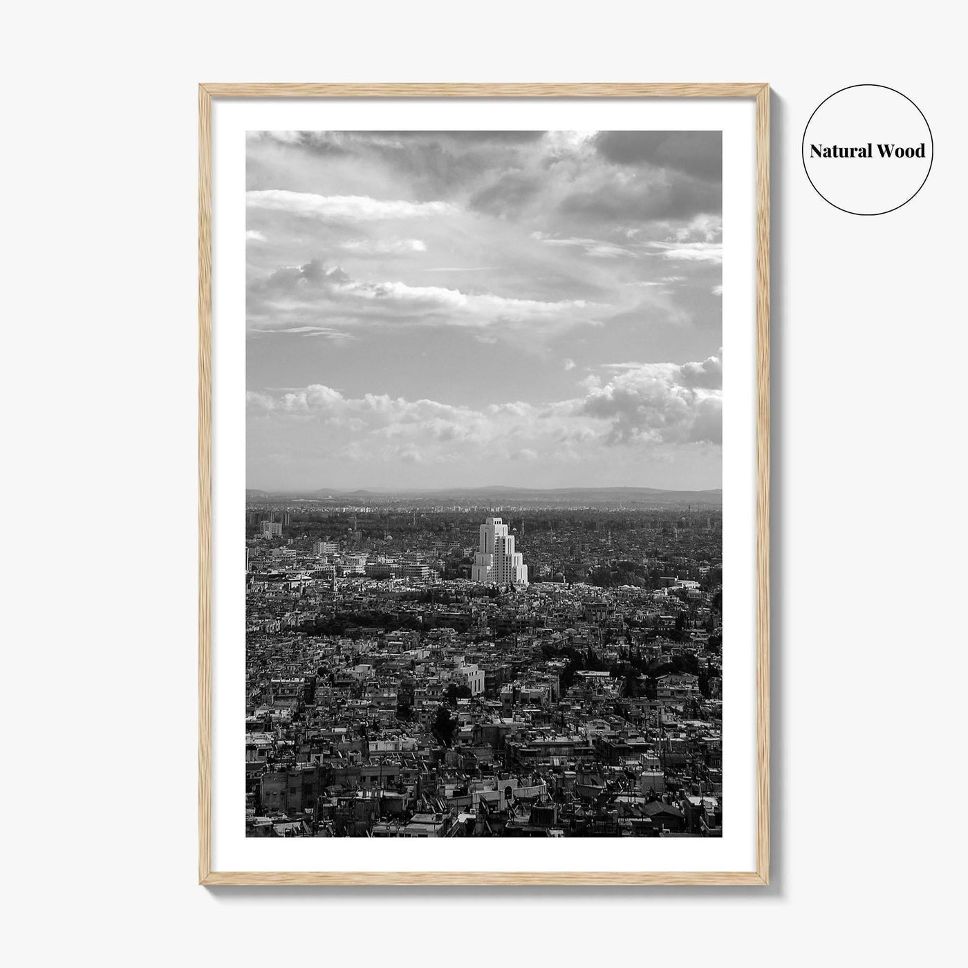 Damascus Skyline Black and White Fine Art Photo Print, Mount Qasioun View, Syria Poster