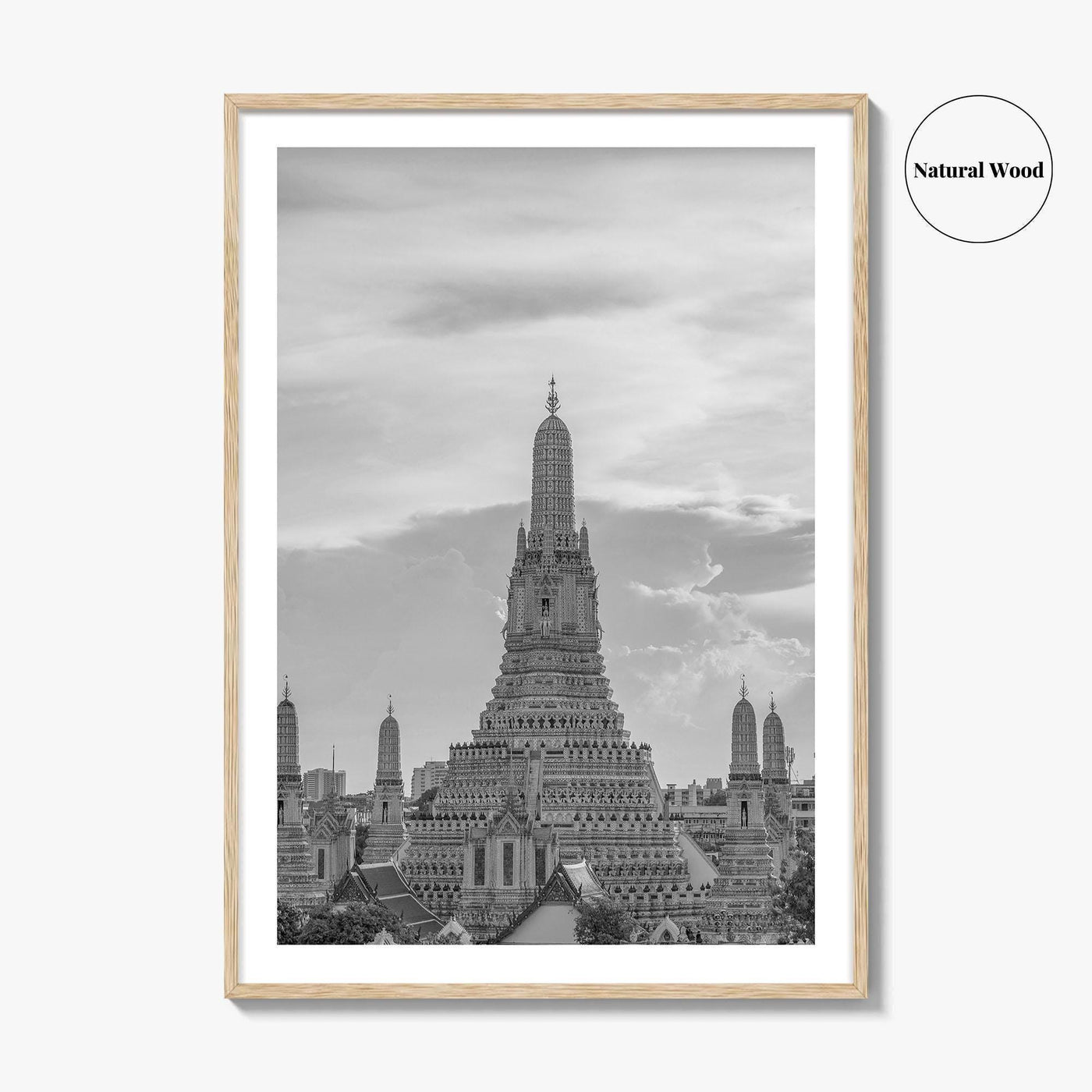 Bangkok Black and White Fine Art Photo Print, Wat Arun Temple Poster, Thailand Poster