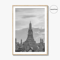 Bangkok Black and White Fine Art Photo Print, Wat Arun Temple Poster, Thailand Poster