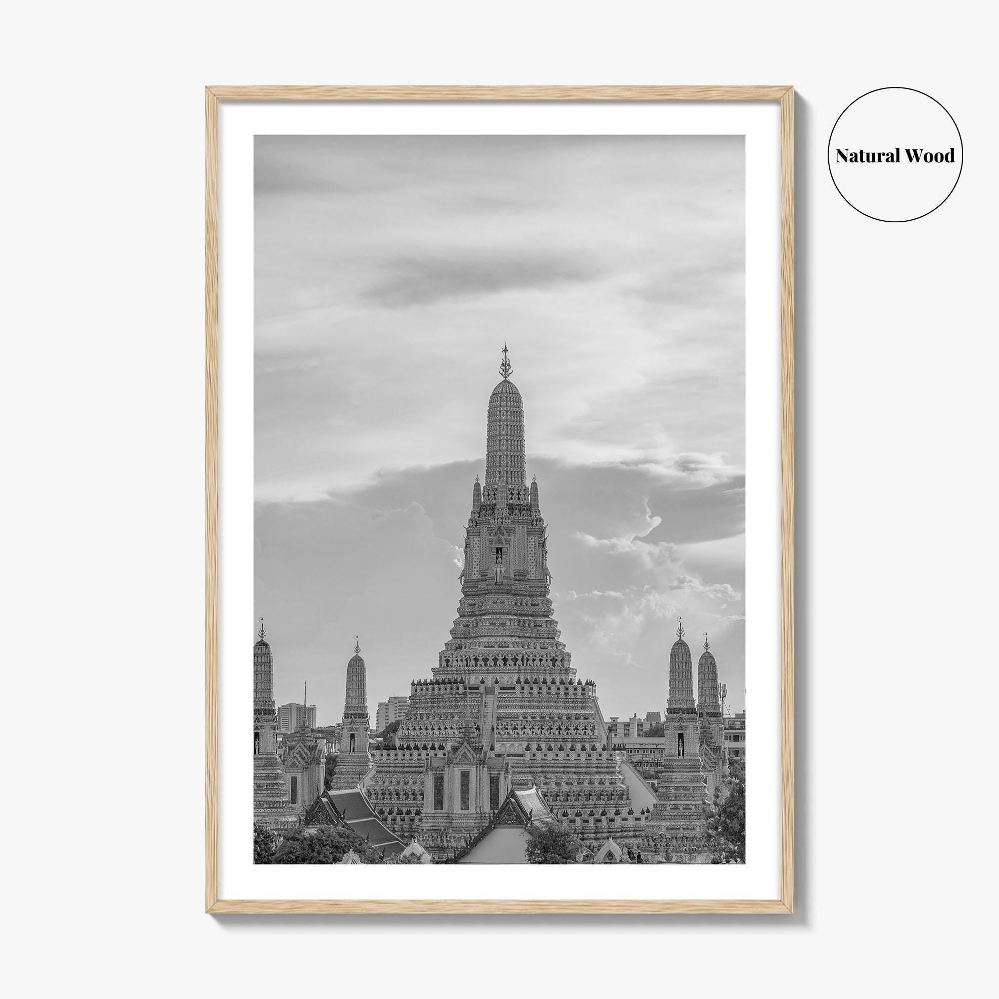 Bangkok Black and White Fine Art Photo Print, Wat Arun Temple Poster, Thailand Poster