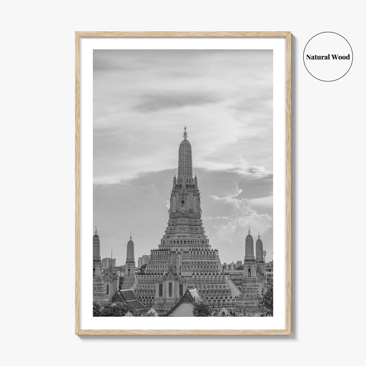 Bangkok Black and White Fine Art Photo Print, Wat Arun Temple Poster, Thailand Poster