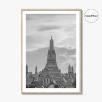 Bangkok Black and White Fine Art Photo Print, Wat Arun Temple Poster, Thailand Poster