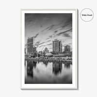 Milwaukee Skyline Black and White Fine Art Photo Print, Wisconsin, USA, Lake Michigan, Poster