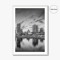 Milwaukee Skyline Black and White Fine Art Photo Print, Wisconsin, USA, Lake Michigan, Poster