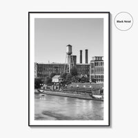 Columbus Georgia Skyline Black and White Fine Art Photo Print, Downtown Chattahoochee River Poster